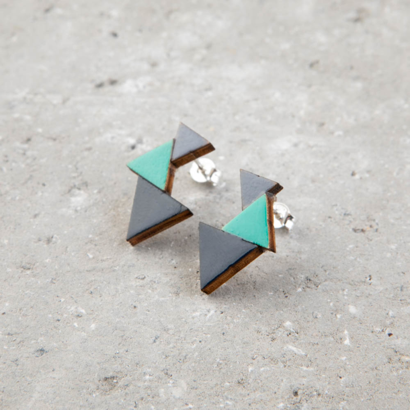 Colourful Geometric Wooden Studs