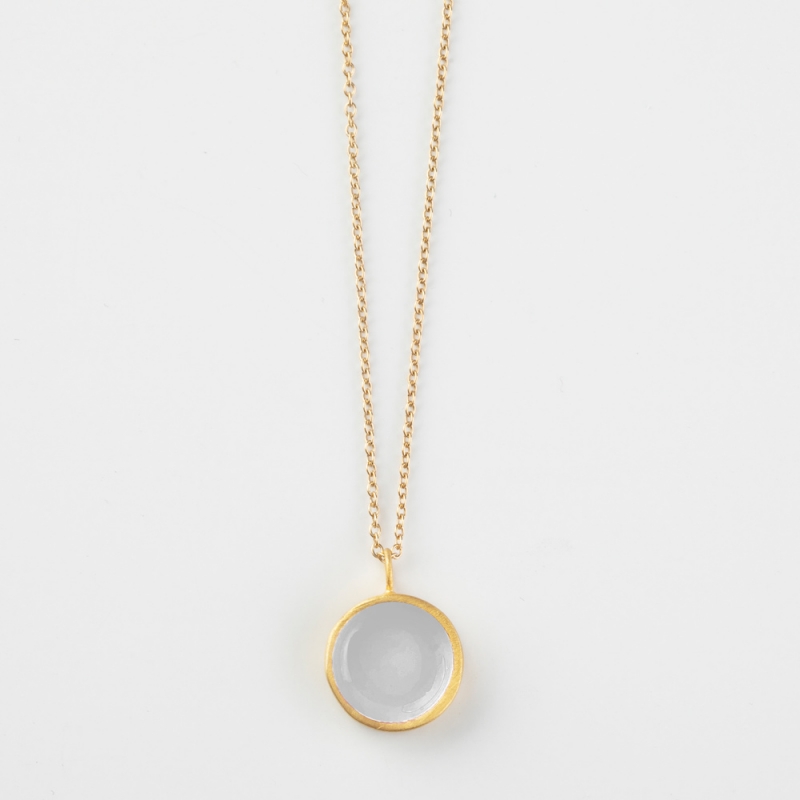 Circle Gold and Enamel Necklace