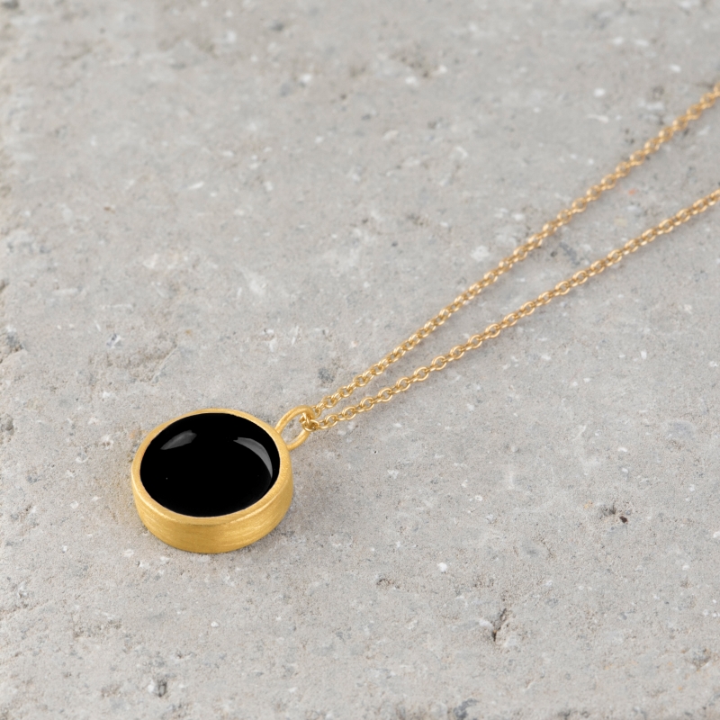 Circle Gold and Enamel Necklace