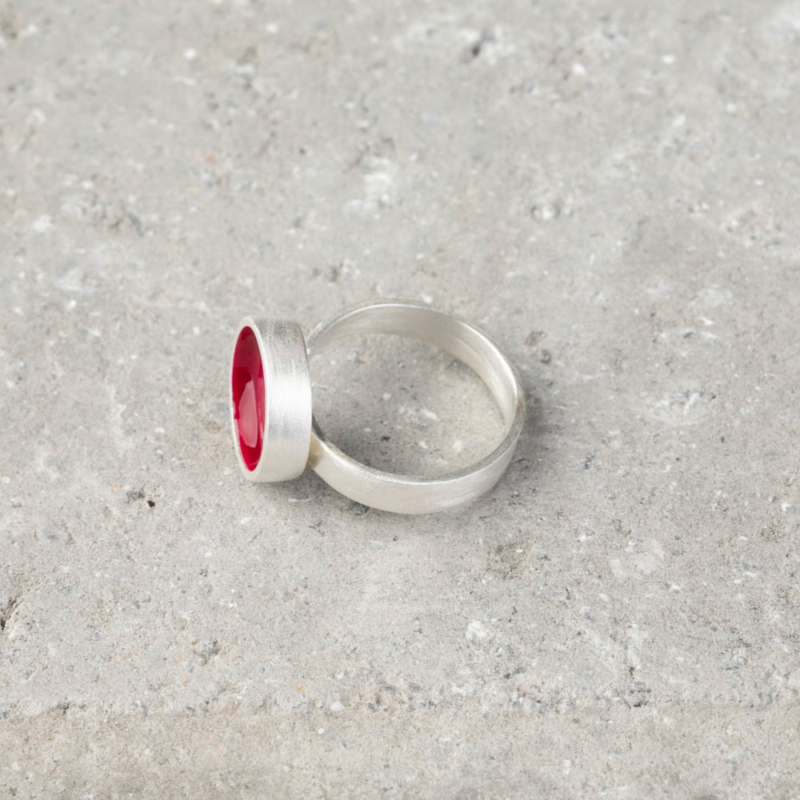 Circle Silver Ring with Enamel
