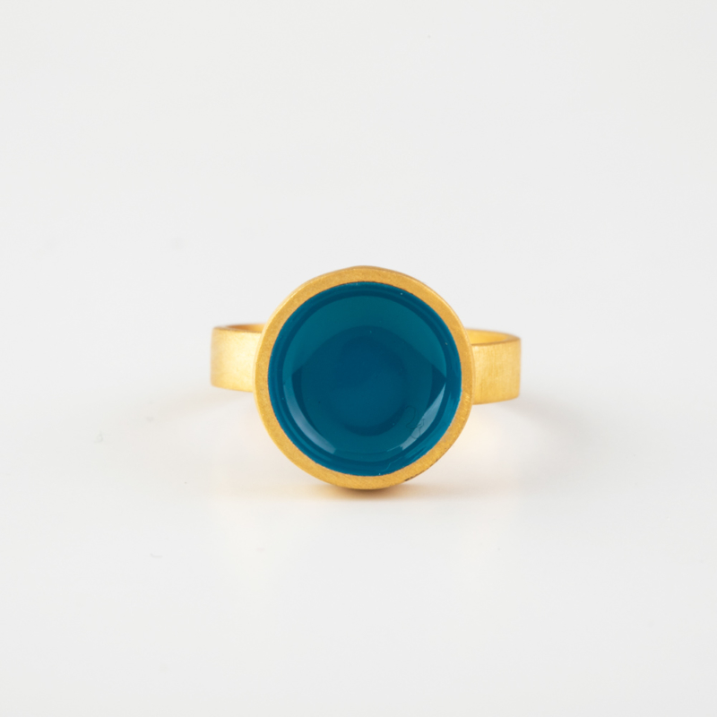 Circle Gold Ring with Enamel